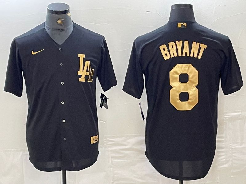 Men Los Angeles Dodgers 8 Bryant Black gold 4 th generation Nike 2024 MLB Jersey style 1